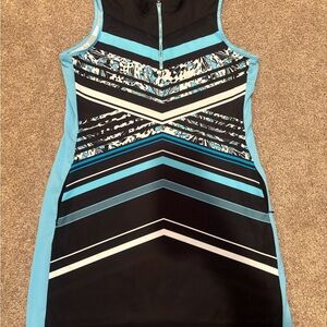 Tail Black and Blue Geometric Mini Dress